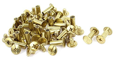 sourcing map Vis Reliure 5x12mm Laitonné Rivet Reliure Vis Post Pour Scrapbook Cuir Albums 30pcs