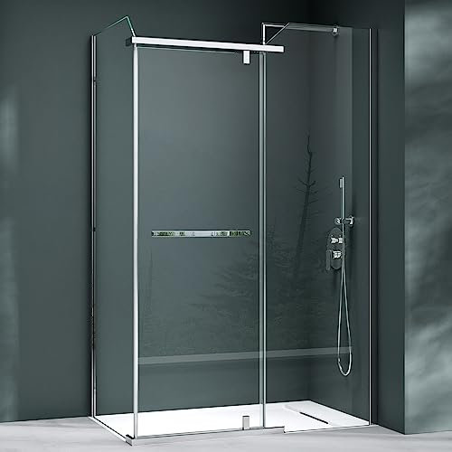 Mai & Mai cabine de douche en angle avec une porte paroi de douche 90x120cm verre transparent de 8mm avec revêtement nano easy clean Rav13K