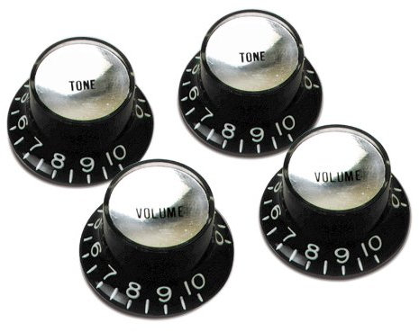 Gibson Top Hat PRMK-010 Style Knob Lot de 4 chapeaux Noir/argenté