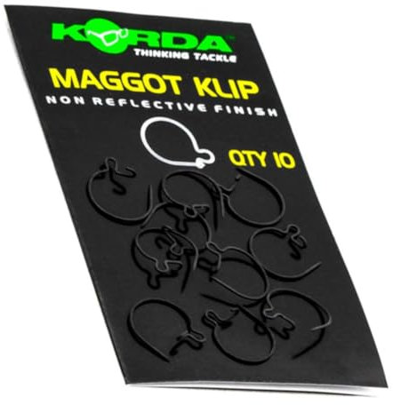 Korda Maggot Klip Large - Anti-Glare Coating, Easy Thread Metal Fishing Clip for Baiting with Maggots, Ideal for Hair Rig, Pack of 10