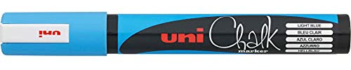 Uni-Ball 186247 - Fenster- & Kreidemarker UNI CHALK PWE-5M, 1,8 - 2,5 mm, Rundspitze, hellblau