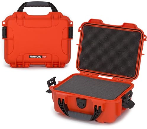 NANUK 904 Hard Case with Foam – IP67 Waterproof Protective Case for Camera, Drone & Gear – Impact-Resistant & Dustproof – Perfect for Travel 10.2 x 7.9 x 4.5 – Orange