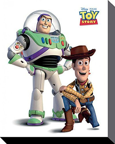 1art1 Toy Story Poster Buzz and Woody Bilder Leinwand-Bild Auf Keilrahmen | XXL-Wandbild Poster Kunstdruck Als Leinwandbild 50x40 cm