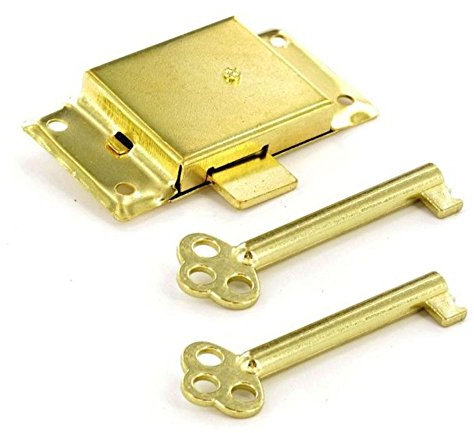 Cupboard Door Lock with 2 Keys 63mm in Electro Brass Finish