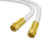 Sterndiscount 0,5m SAT TV Koaxial Kabel 135dB Ultra HD 4K Satellitenkabel 75Ohm 5-Fach Schirmung vergoldete F-Anschlussstecker (F-Stecker) für Sat-Anlage, Kabelrouter DVB-S2 DAB 75Ohm Weiß