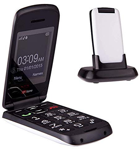 TTfone Star Big Button Einfach zu bedienende Clamshell Flip Pay as you go Pre Pay Pay Payg Handy Vodafone Big Bundle in Weiß