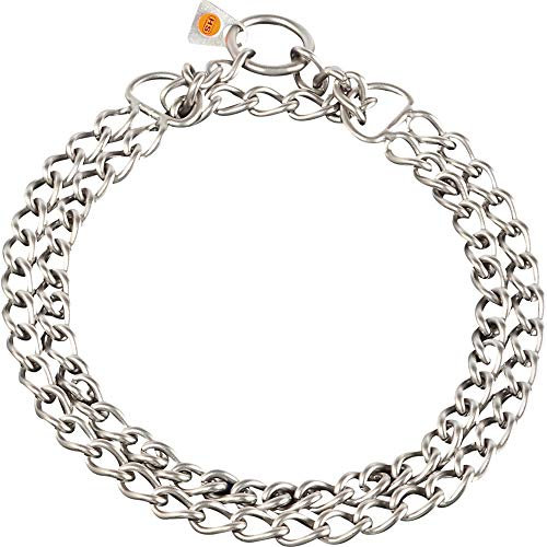 Sprenger Hundehalskette aus rostfreiem Edelstahl, 2-reihig matt l Hundehalskette 3,0mm mit Durchzugskette, ideal für kurzhaar Rassen, 50cm