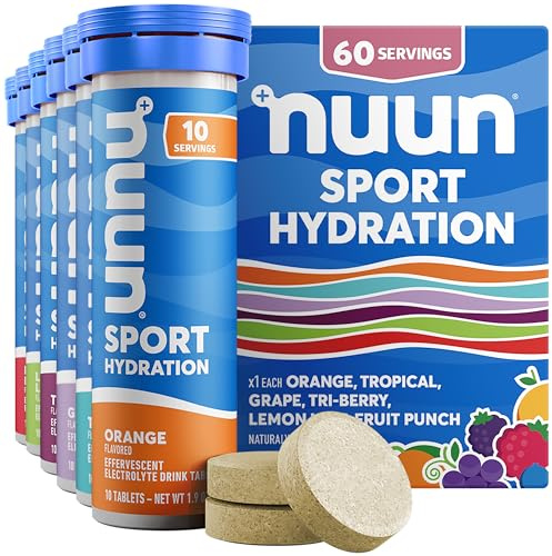 Nuun Sport Electrolyte Tablets with Magnesium, Calcium, Potassium, Chloride & Sodium, Gluten Free & Vegan, Mixed Flavors, 6 Pack (60 Servings Total)