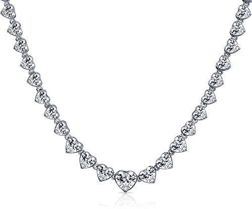 Bling Jewelry Klassisches Traditionelles Brautabschluss-Herzform-Aa-CZ-Statement-Collier-Tennis-Halskette Für Frauen Hochzeit Abschlussball Silber Plattiert