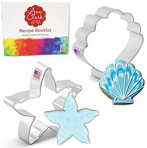 Ann Clark Ausstechformen - Strand - 2 Teile Set - Seestern, Muschel - US verzinnter Stahl
