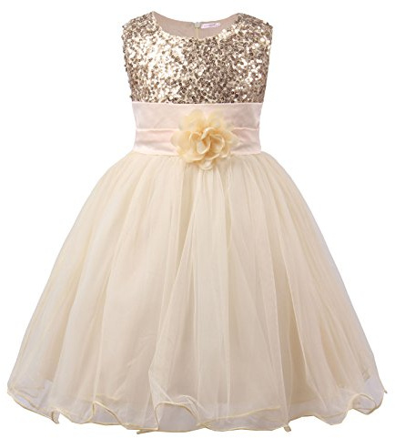 JerrisApparel Petite Fille Paillette Fête Fleur Robe de Cérémonie Bal Banquet Tulle