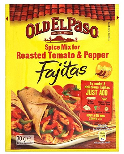 Old El Paso Mezcla De Especias Para Fajita De Tomate Y Pimiento Fajitas Asadas (30g) (Paquete de 2)