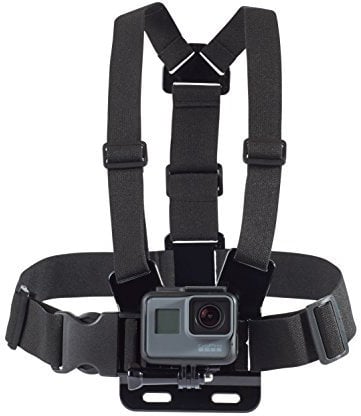 Amazon Basics Adjustable Chest Mount Harness for GoPro and Action Cameras, Lightweight & Comfortable, Black