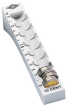 Wedo 160701037 Münzrille (0,10 Euro, 10 Cent, Kunststoff für 75 Münzen mit Markierungen 18 x 4,5 x 3,2 cm) lichtgrau