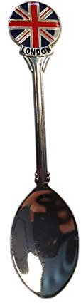 Union Jack Metal Tea Spoon - also for Stirring Coffee Espresso Cappuccino / Enamelled British Flag / Red White and Blue / Souvenir from London England UK