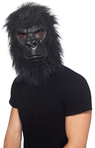 Smiffys Gorilla-Maske, Schwarz, mit Haar, Schaumlatex Halloween