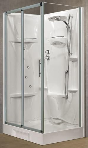 Novellini Cabina Doccia Idromassaggio Multifunzione Asimmetrica 120x80 cm con Vetro Temperato Trasparente e Profilo Argento