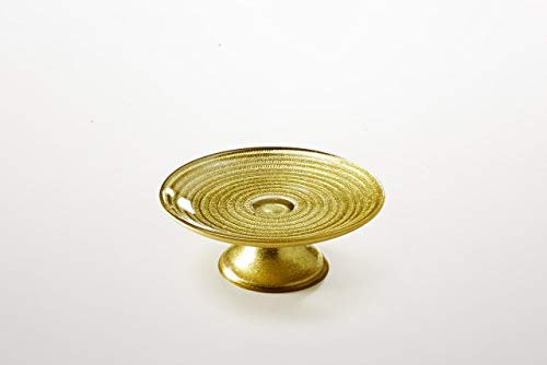 Ten Alzata per Dolci in Vetro Oro Decorata a Mano riflessi Dorati cod.7206071G cm 6h diam.16 by Varotto & Co.