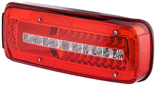 HELLA 2VP 012 381-241 Heckleuchte - Truck Full LED - LED - 24V - Anbau/geschraubt - Lichtscheibenfarbe: glasklar/rot - Kabel: 500mm - Stecker: HCSCS - Stecker: AMP - rechts - Menge: 1