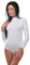 Evoni Damen Body langarm I blickdichter Bodysuit mit Halbkragen für Frauen I Langarmbody aus Baumwolle I Women Body Shaper I Jumpsuit S Weiß