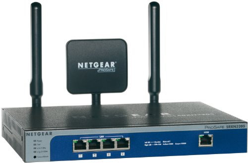 NETGEAR SRXN3205 ProSAFE Wireless-N 300 Dualband Firewall Router mit SSL & IPSEC (5 SSL und 5 VPN-Tunnel) mit 4-Port Gigabit Switch und 1x Gigabit WAN Port