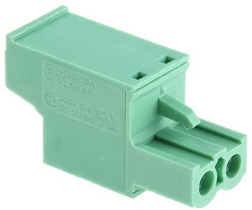 Phoenix FRONT-MSTB 2.5/2-ST-5.08 Green Wire Connector - Wire Connectors (Green, Tin, 12 A, CSA, 6.28 g, 27.2 mm)