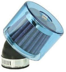 2EXTREME Sportluftfilter Air-System 45° Blau - 35mm Anschluss, Abnehmbare Schutzkappe, Hochleistungs Metallgewebe kompatibel mit Yamaha, MBK, kompatibel mit Piaggio, Italjet, Malaguti Roller
