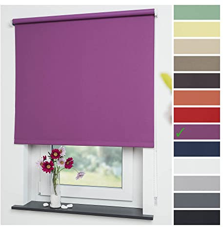 Liedeco® Fenster Rollo für Innen, Seitenzugrollo / 92 x 180 cm (Breite x Höhe), Brombeere/Verdunkelnd, Abdunkelnd, Blickdicht/Breiten 60-200 cm/Variable Montage möglich