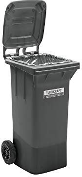 EUROKRAFT | pro | Poubelle en plastique conforme DIN EN 840 | capacité 120 l | l x h x p 505 x 1005 x 555 mm | anthracite