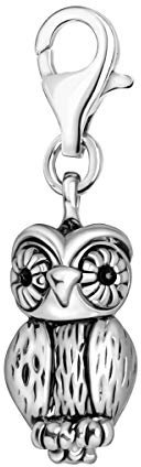 Quiges Charms Anhänger 3D Eule Versilbert Damen Schmuck für Bettelarmband