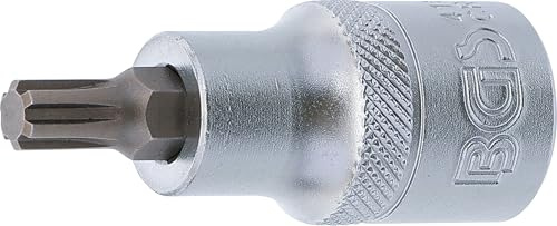 BGS 4152 | Bit-Einsatz | Keil-Profil (für RIBE) M7 | Antrieb Innenvierkant 12,5 mm (1/2) | Länge 55 mm | Chrom-Vanadium-Stahl | verchromt, matt | mit Rändelung