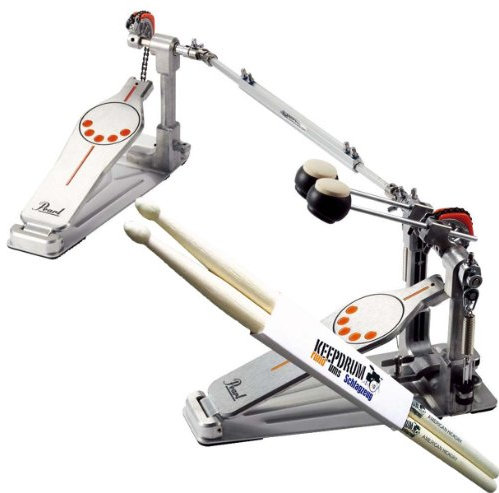 Pearl P-932 Doppelfussmaschine Bassdrum-Pedal + keepdrum Drumsticks