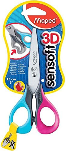 Maped Sensoft 3D Left-Handed School Scissors 130 mm Pack of 3 Assorted Colours