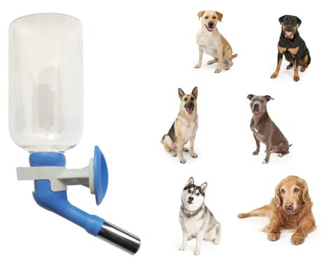 Choco Nose Patented No-Drip Water Bottle/Feeder ONLY for Large Size Dogs Over 50 lbs Pet Wire Cages, Crates or Kennels. 500ML Nozzle 22mm, Blue(C570)