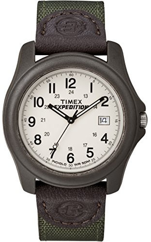 Timex Herren Expedition Camper Grüne Nylon/Lederband Uhr T49101