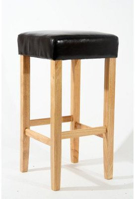 Barhocker Holz weiß ECHT-LEDER verstellbare Bodengleiter gepolstert