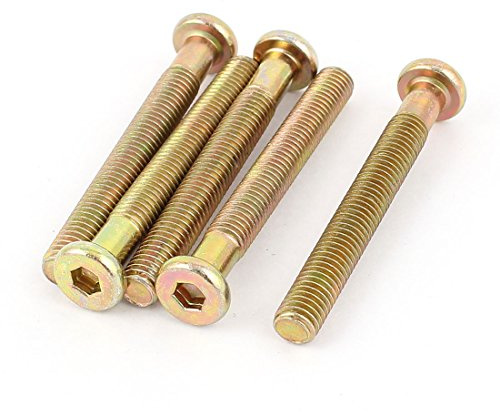 sourcing map M8x65mm Male Thread Hex Socket Head Cap Screws Bolts Bronze Tone 5 Pcs