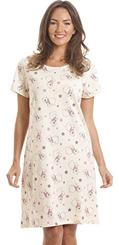 Camille Womens Smooth Soft Cotton Summer Nightshirts 18-20 Ivory Polar Bear