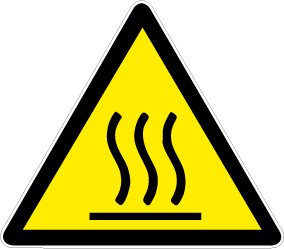 Warnschild aus Kunststoff - Heiße Oberfläche - Schenkellänge 20 cm