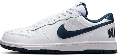 NIKE Herren Big Low Basketballschuhe, White/Midnight Navy, 38.5 EU