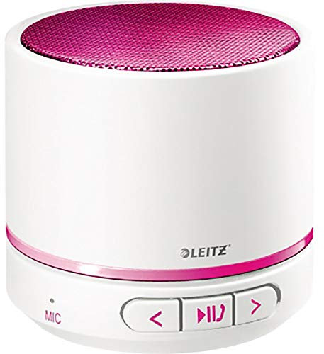 Leitz Mini Bluetooth Speaker, Hands Free Phone Calls, 6hr Music Playback, Powerful sound, White/Pink, WOW Range, 63581023