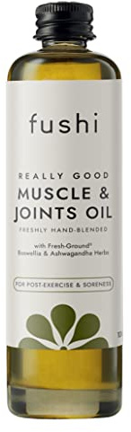 Fushi Muscle & Joints Rub Oil 100ml | Perfect for Post Exercise Recovery Relieves Muscle & Joint Pain with 100% Natural Ingredients - With Tulsi & Ashwagandha to Soothe