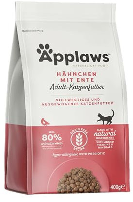 Applaws Complete and Grain Free Dry Cat Food 400g, Adult Chicken with Extra Duck (400g Bag)