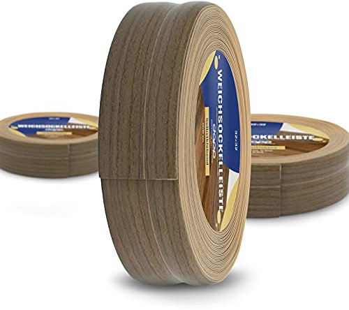 DQ-PP WEICHSOCKELLEISTE | 25m | nuss | 32x23mm | PVC | selbstklebend | Knickwinkel Fussleisten Gummileiste Sockelleiste Winkelprofil Abschlussleiste Bodenleiste