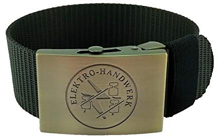 Gravurmanufaktur Elektro-Handwerk und Zunft - Hosengürtel, Schwarz, 40mm-breit-120cm-lang