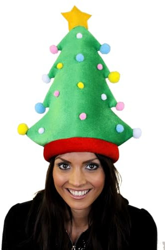 I LOVE FANCY DRESS Christmas Hats For Adults - Large Novelty Christmas Tree Hat With Star And Baubles - Christmas Fancy Dress Costume Accessory