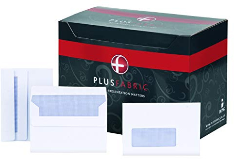 Plus Fabric C6 White Wallet Self Seal Envelope, 120 gsm, Pack of 500