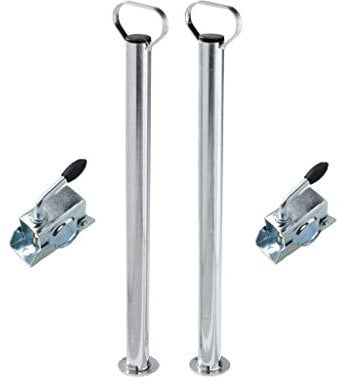 2 Stützen & 2 Klemmhalter für Anhänger, Trailer, Caravan