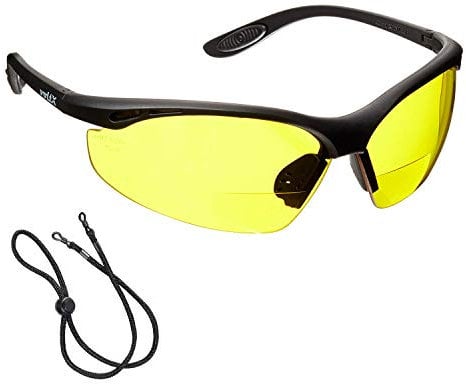 voltX 'CONSTRUCTOR' Bifocal Safety Glasses (Yellow +3.0 Dioptre) UKCA & CE EN166F certified, UV400 Anti-Fog Lens, Cycling Sports, With Safety Cord