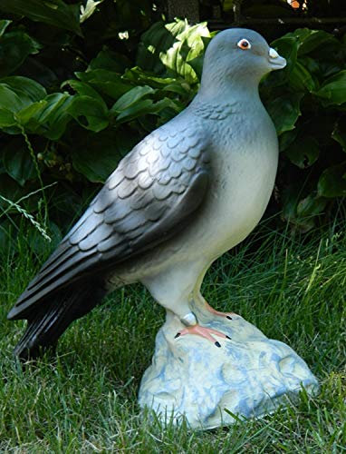 JS Garten Deko Dekorationsfigur Gartenfigur Taube stehend H 29 cm x Länge 27 cm Vogelfigur Dekofigur aus Kunstharz